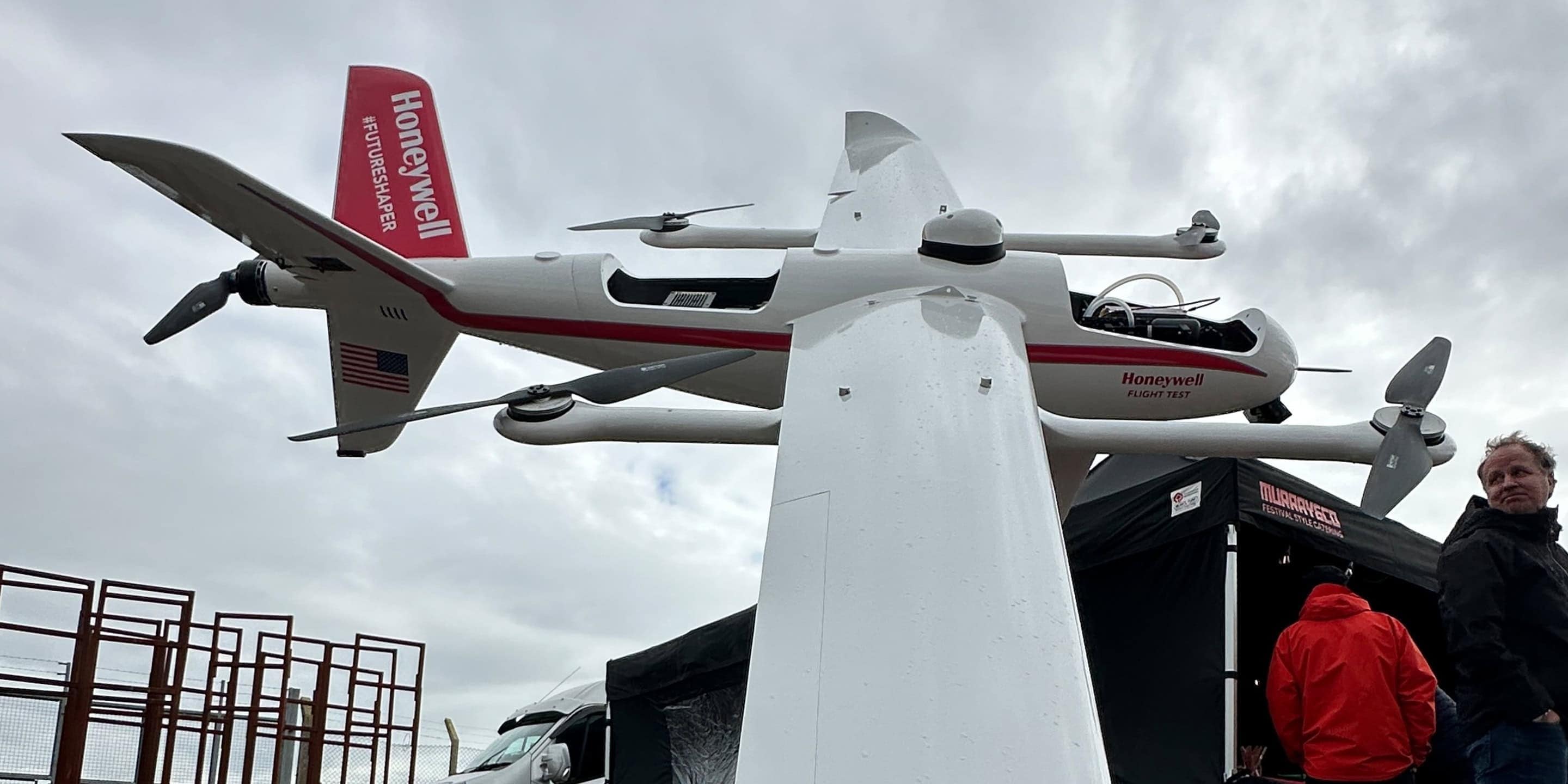 an airplane on display, highlighting its structure and aviation technology