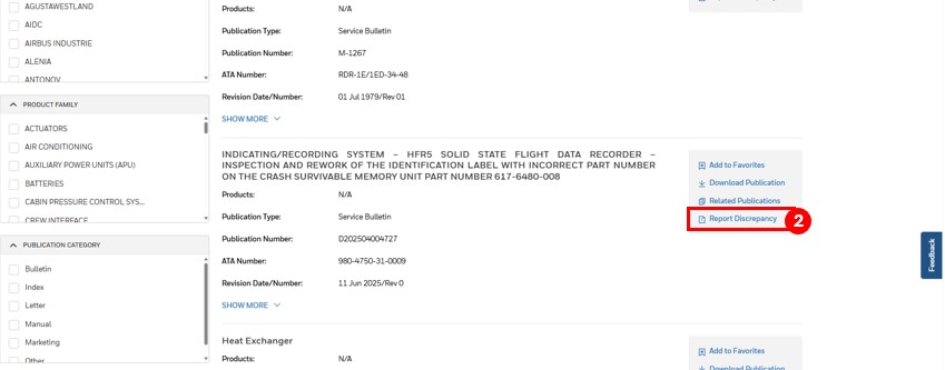 image displaying the option to report a discrepancy for a publication